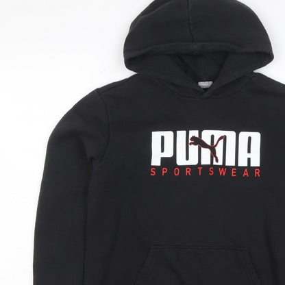 Puma Boys Black 15-16 Years Pullover Logo Sportswear Hoodie