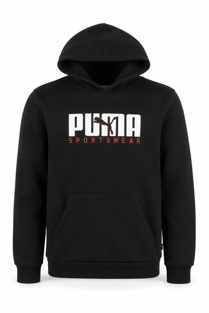 Puma Boys Black 15-16 Years Pullover Logo Sportswear Hoodie