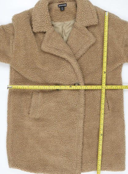 PrettyLittleThing Women’s Beige UK 8 Teddy Borg Jacket Button Lined