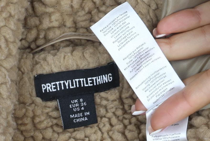 PrettyLittleThing Women’s Beige UK 8 Teddy Borg Jacket Button Lined