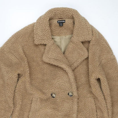 PrettyLittleThing Women’s Beige UK 8 Teddy Borg Jacket Button Lined