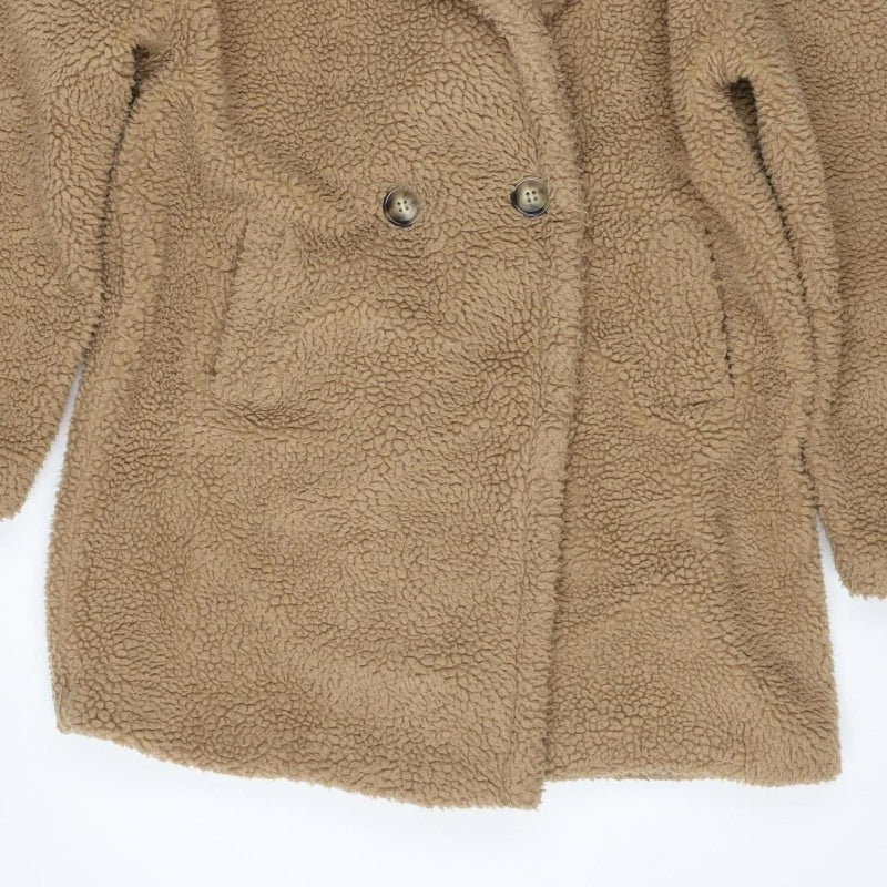PrettyLittleThing Women’s Beige UK 8 Teddy Borg Jacket Button Lined
