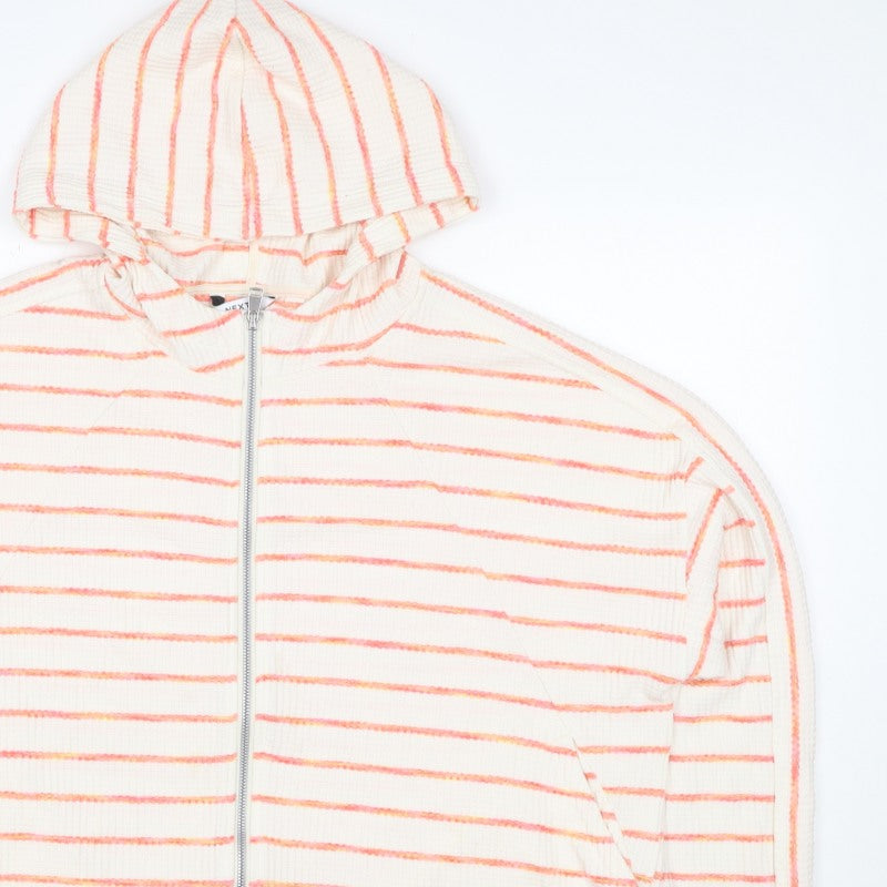 Next Women’s Ivory Pink Striped Full Zip Hoodie XL UK 20 Knit