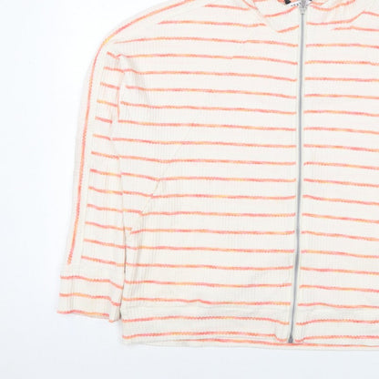Next Women’s Ivory Pink Striped Full Zip Hoodie XL UK 20 Knit