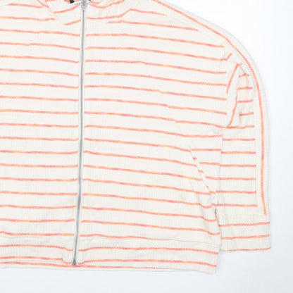 Next Women’s Ivory Pink Striped Full Zip Hoodie XL UK 20 Knit