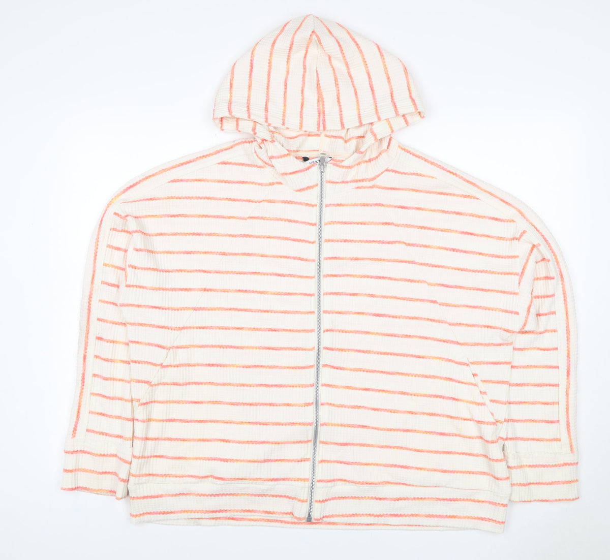 Next Women’s Ivory Pink Striped Full Zip Hoodie XL UK 20 Knit