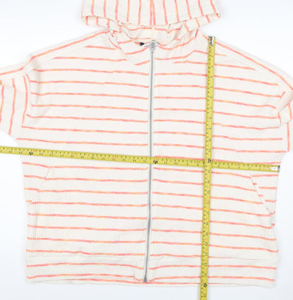 Next Women’s Ivory Pink Striped Full Zip Hoodie XL UK 20 Knit