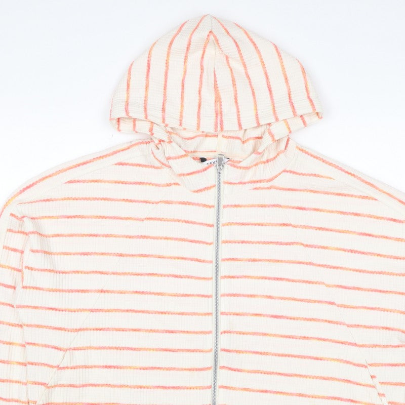 Next Women’s Ivory Pink Striped Full Zip Hoodie XL UK 20 Knit