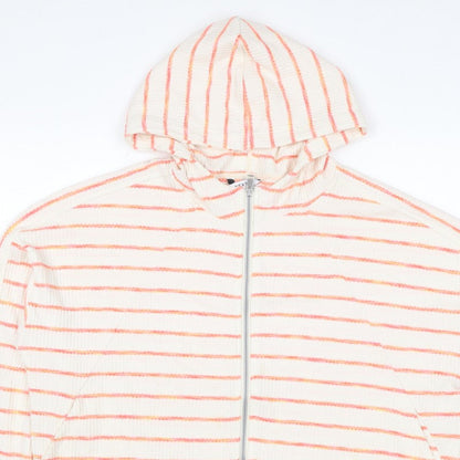 Next Women’s Ivory Pink Striped Full Zip Hoodie XL UK 20 Knit