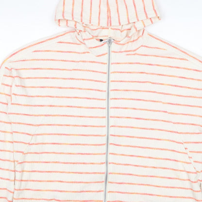 Next Women’s Ivory Pink Striped Full Zip Hoodie XL UK 20 Knit