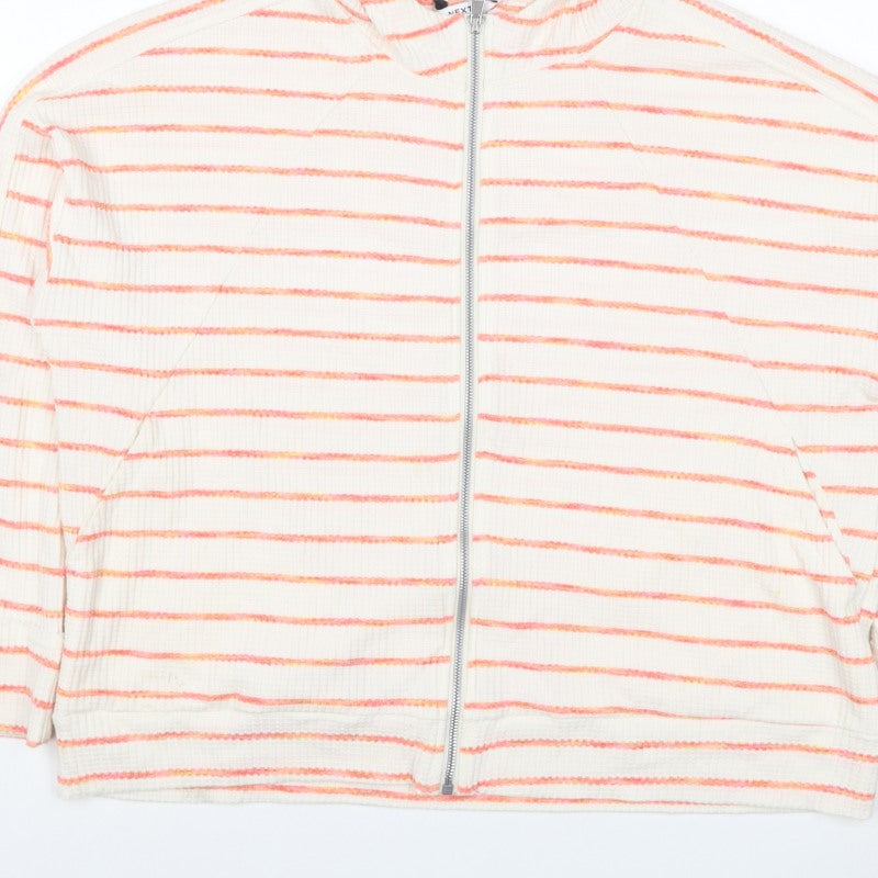 Next Women’s Ivory Pink Striped Full Zip Hoodie XL UK 20 Knit