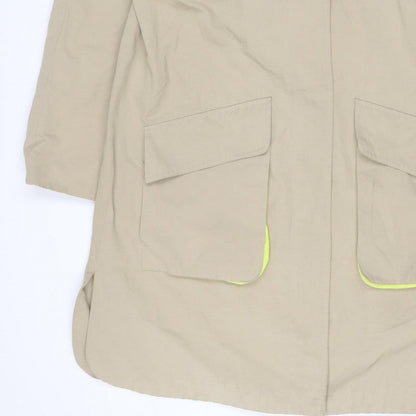 EDC Women’s Beige XL UK 12 Hooded Long Cotton Blend Parka Coat