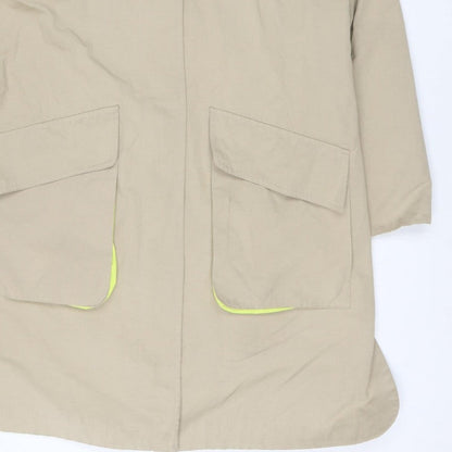 EDC Women’s Beige XL UK 12 Hooded Long Cotton Blend Parka Coat