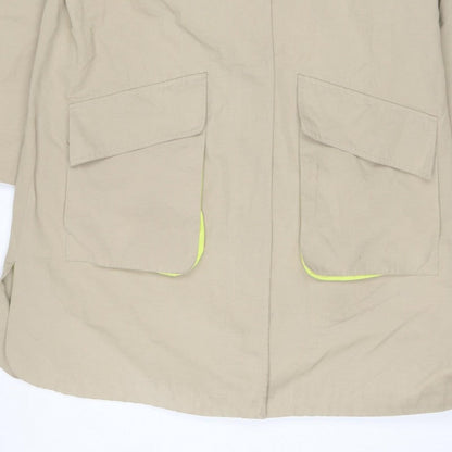 EDC Women’s Beige XL UK 12 Hooded Long Cotton Blend Parka Coat