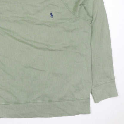 Polo Ralph Lauren Men Green L Logo Embroidered Crew Neck Pullover Sweatshirt