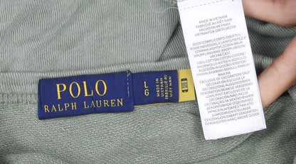 Polo Ralph Lauren Men Green L Logo Embroidered Crew Neck Pullover Sweatshirt