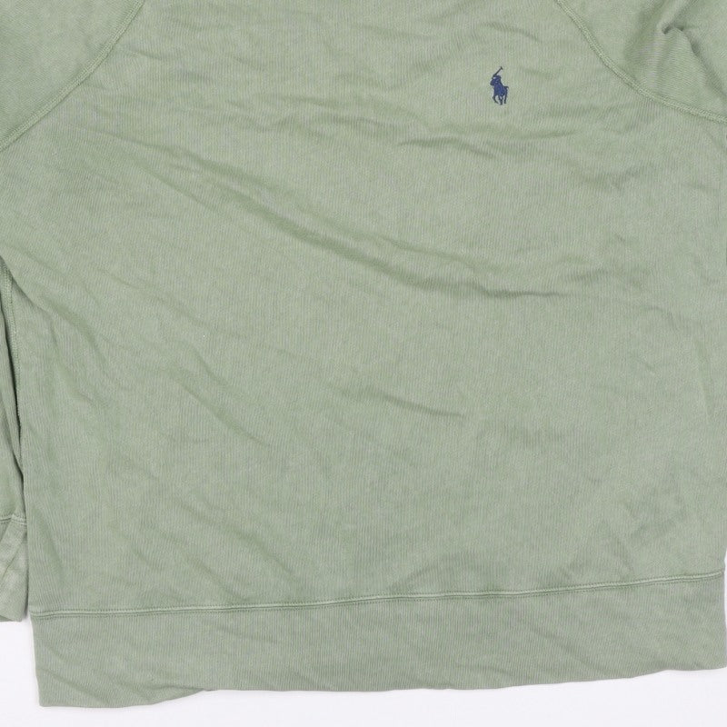 Polo Ralph Lauren Men Green L Logo Embroidered Crew Neck Pullover Sweatshirt