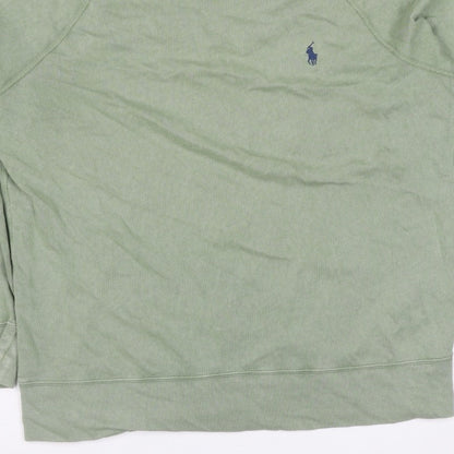Polo Ralph Lauren Men Green L Logo Embroidered Crew Neck Pullover Sweatshirt