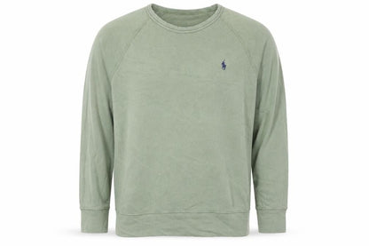 Polo Ralph Lauren Men Green L Logo Embroidered Crew Neck Pullover Sweatshirt