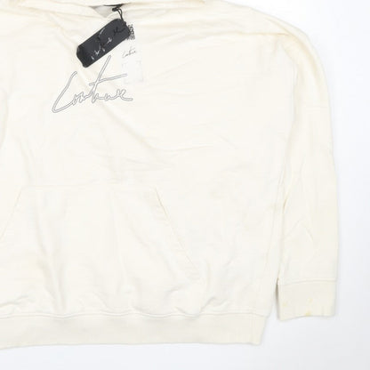 Corteiz Men's Ivory M Pullover Hoodie Logo Graphic Kangaroo Pocket