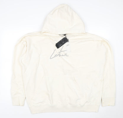 Corteiz Men's Ivory M Pullover Hoodie Logo Graphic Kangaroo Pocket