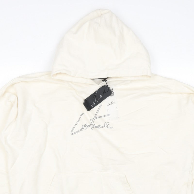 Corteiz Men's Ivory M Pullover Hoodie Logo Graphic Kangaroo Pocket