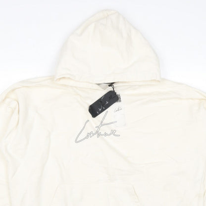 Corteiz Men's Ivory M Pullover Hoodie Logo Graphic Kangaroo Pocket