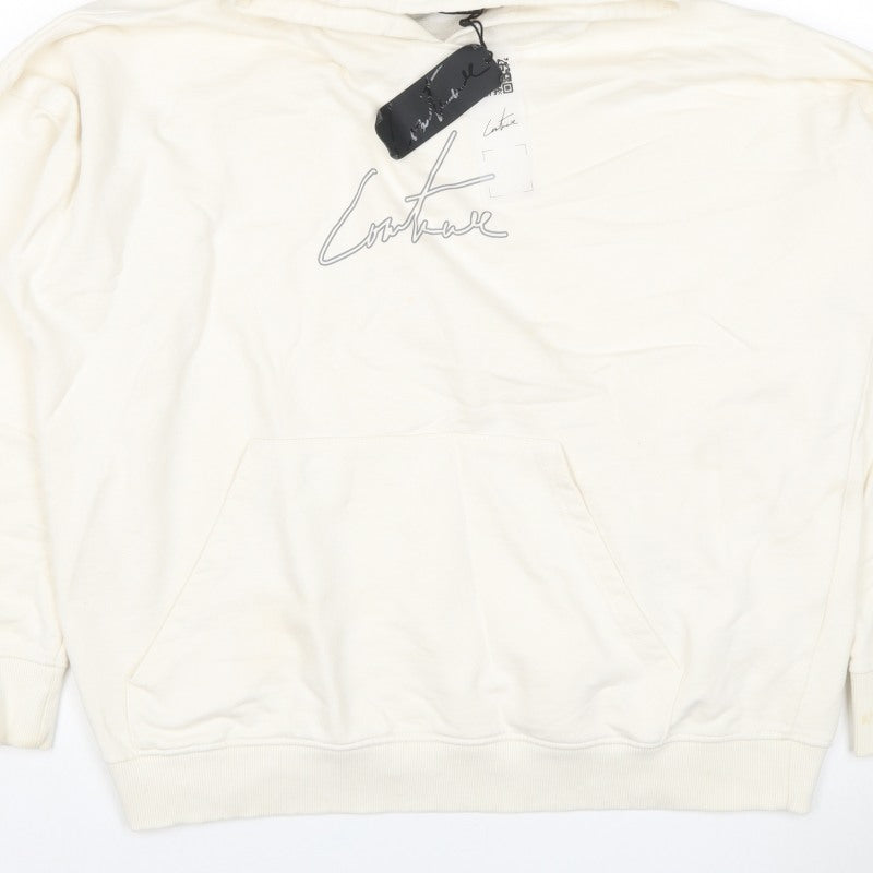 Corteiz Men's Ivory M Pullover Hoodie Logo Graphic Kangaroo Pocket