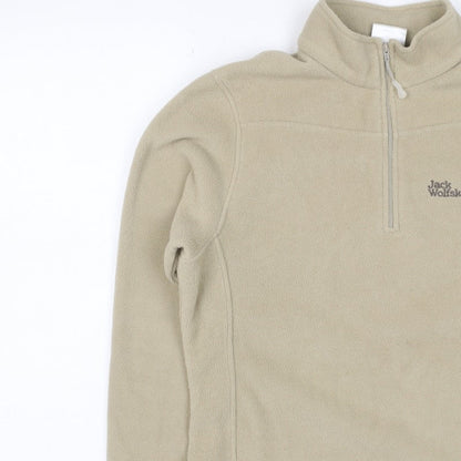 Jack Wolfskin Women’s Beige UK 14 Fleece 1/4 Zip Dog Paw Sweatshirt