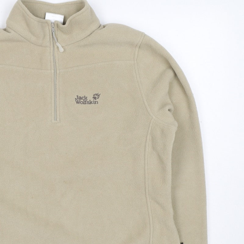 Jack Wolfskin Women’s Beige UK 14 Fleece 1/4 Zip Dog Paw Sweatshirt