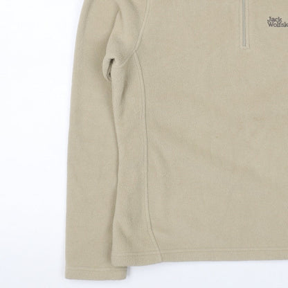 Jack Wolfskin Women’s Beige UK 14 Fleece 1/4 Zip Dog Paw Sweatshirt
