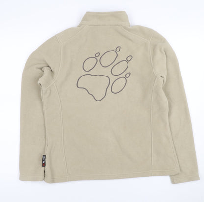 Jack Wolfskin Women’s Beige UK 14 Fleece 1/4 Zip Dog Paw Sweatshirt