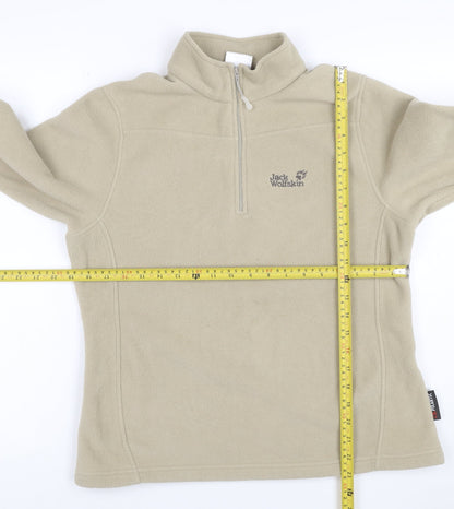 Jack Wolfskin Women’s Beige UK 14 Fleece 1/4 Zip Dog Paw Sweatshirt