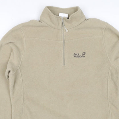 Jack Wolfskin Women’s Beige UK 14 Fleece 1/4 Zip Dog Paw Sweatshirt