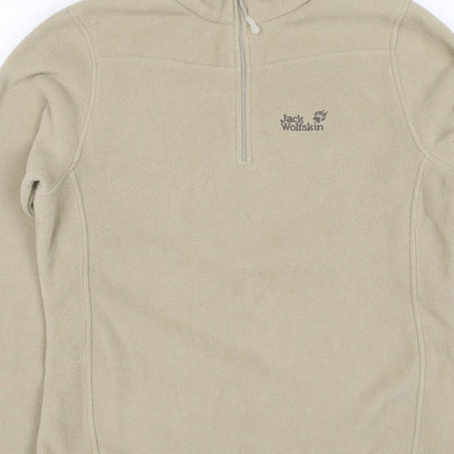 Jack Wolfskin Women’s Beige UK 14 Fleece 1/4 Zip Dog Paw Sweatshirt