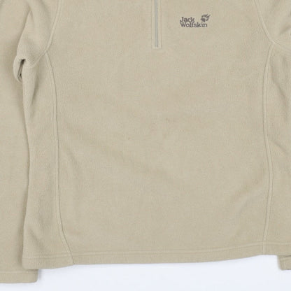 Jack Wolfskin Women’s Beige UK 14 Fleece 1/4 Zip Dog Paw Sweatshirt