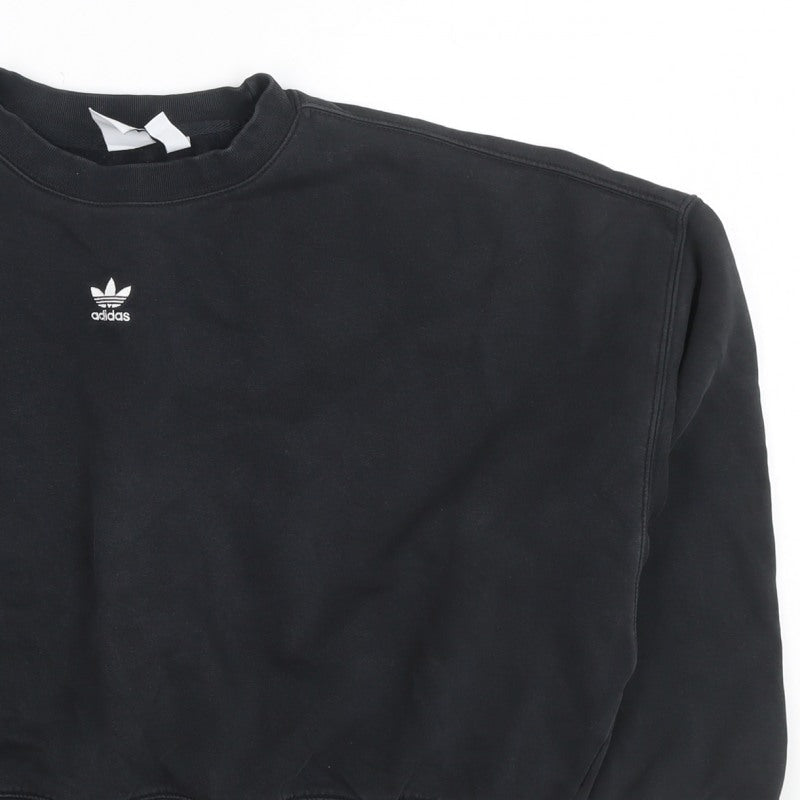 Adidas Women’s Black UK 12 Trefoil Logo Crew Neck Sweatshirt