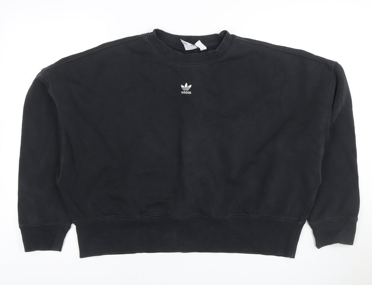 Adidas Women’s Black UK 12 Trefoil Logo Crew Neck Sweatshirt