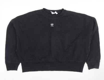 Adidas Women’s Black UK 12 Trefoil Logo Crew Neck Sweatshirt