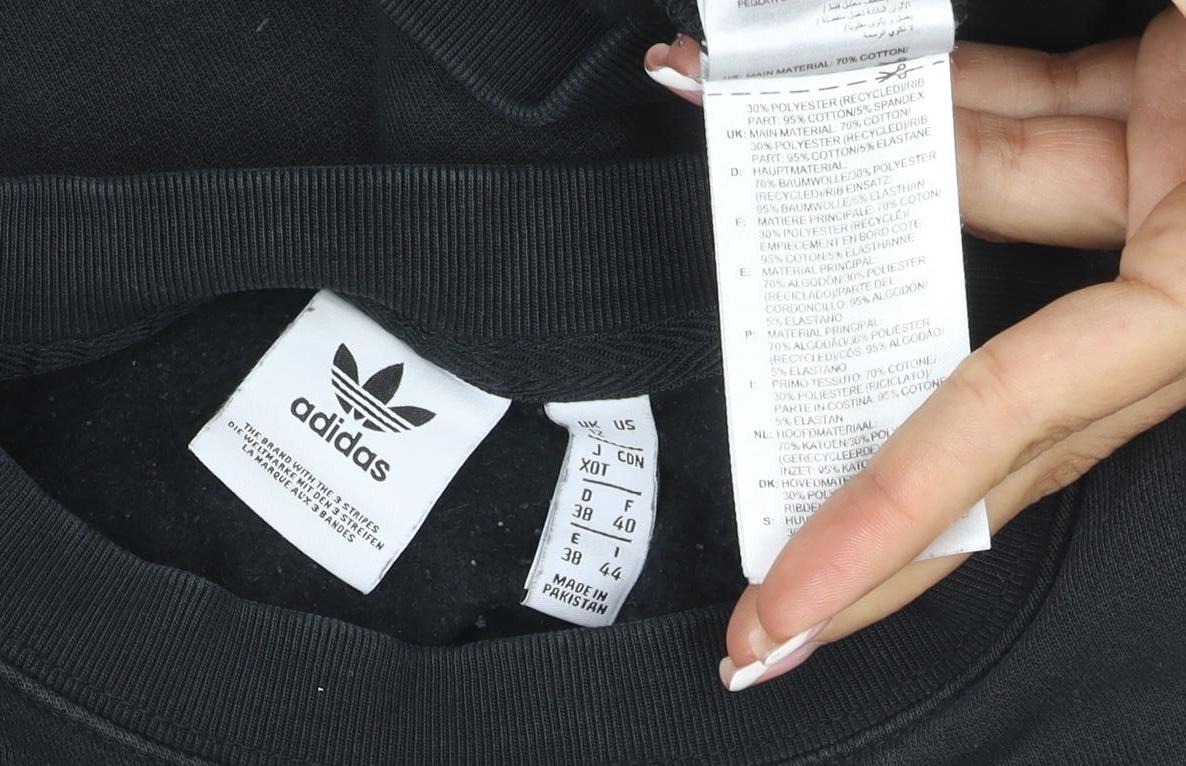 Adidas Women’s Black UK 12 Trefoil Logo Crew Neck Sweatshirt