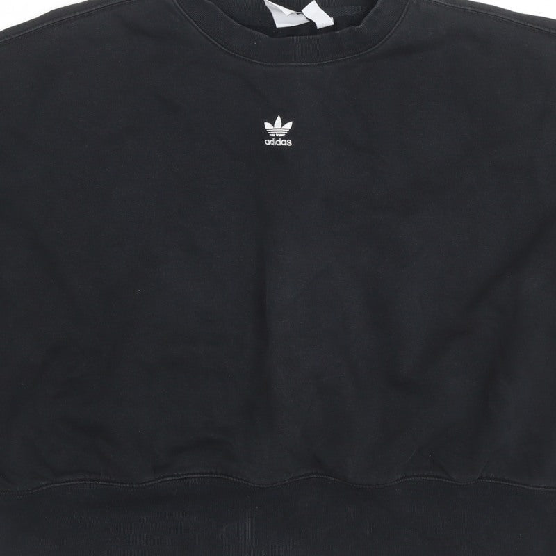 Adidas Women’s Black UK 12 Trefoil Logo Crew Neck Sweatshirt
