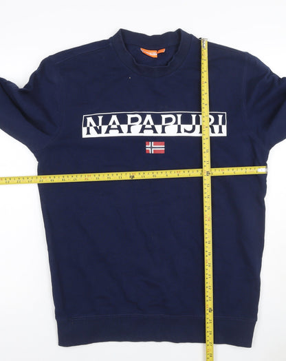 Napapijri Men’s Blue M Logo Flag High Neck Pullover Sweatshirt