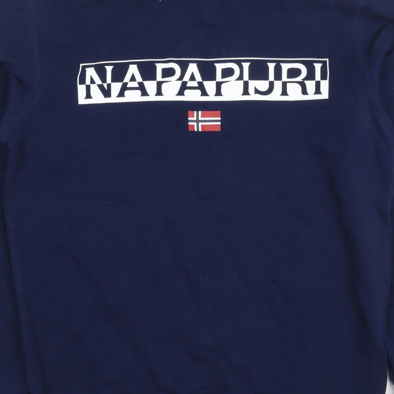 Napapijri Men’s Blue M Logo Flag High Neck Pullover Sweatshirt