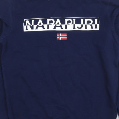 Napapijri Men’s Blue M Logo Flag High Neck Pullover Sweatshirt