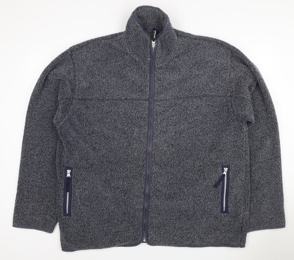Linea Men’s Grey XL Fleece Full Zip Stand-Up Collar Jacket