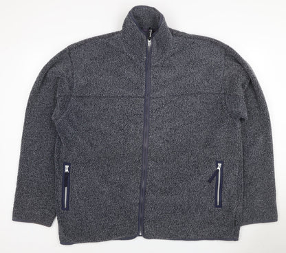 Linea Men’s Grey XL Fleece Full Zip Stand-Up Collar Jacket