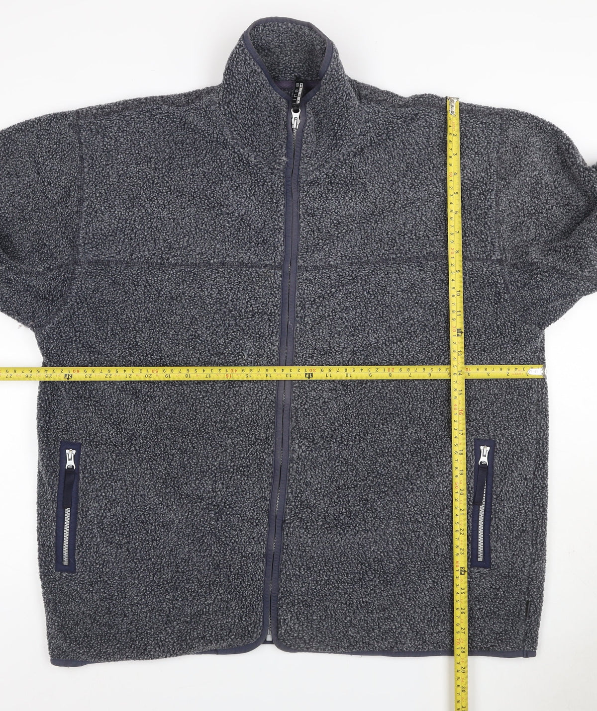 Linea Men’s Grey XL Fleece Full Zip Stand-Up Collar Jacket