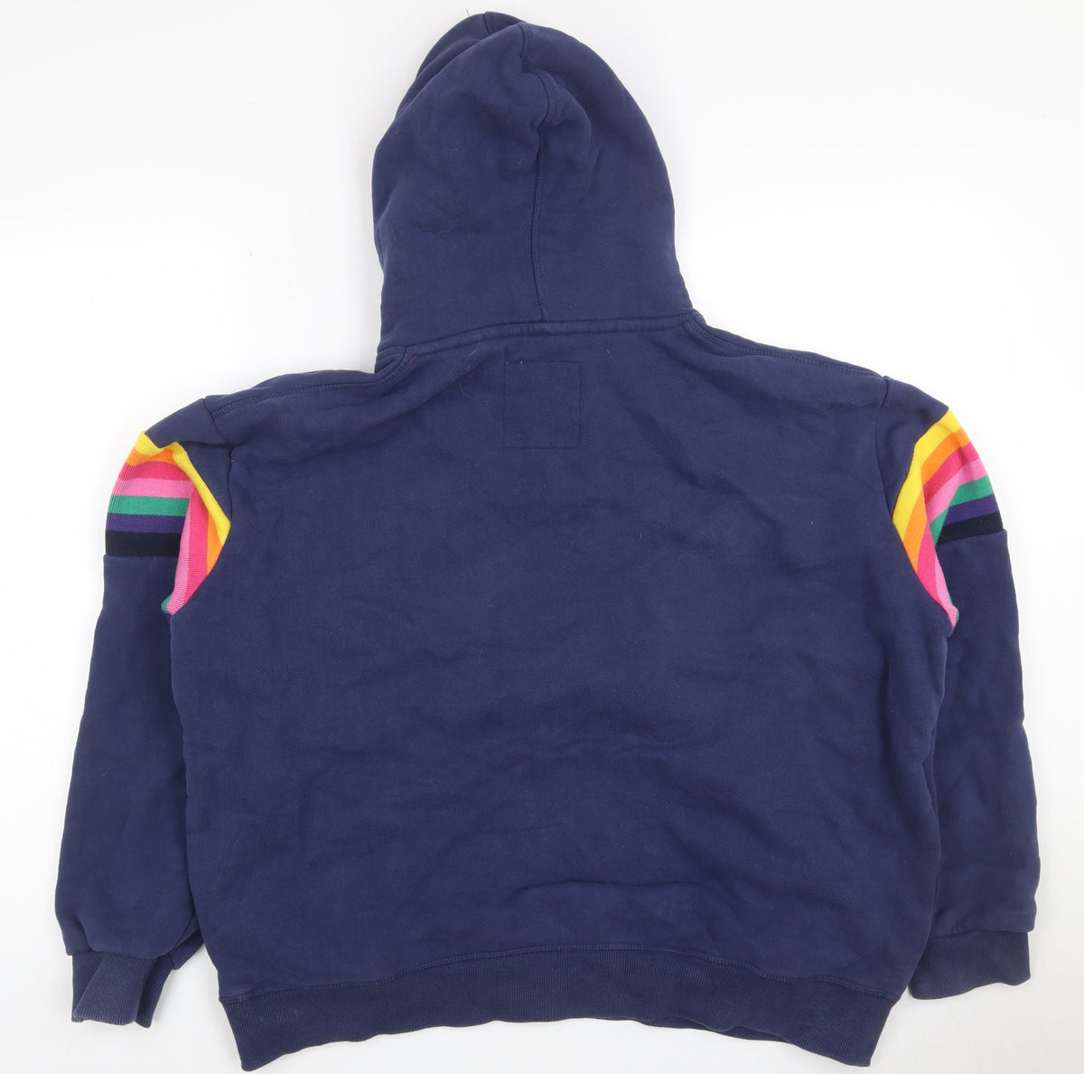 Superdry Women’s Blue UK 16 Rainbow Stripe Logo Pullover Hoodie
