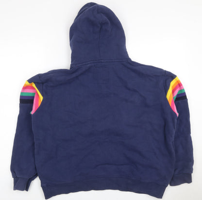 Superdry Women’s Blue UK 16 Rainbow Stripe Logo Pullover Hoodie