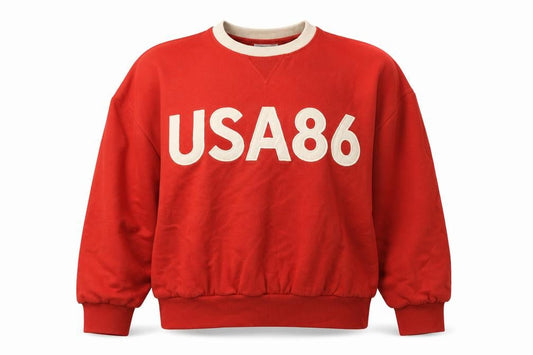 Zara Women Red USA 86 Logo Pullover Sweatshirt L